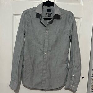 💗 H&M - Men’s Gray Slim Fit Long Sleeve Button‎ Up